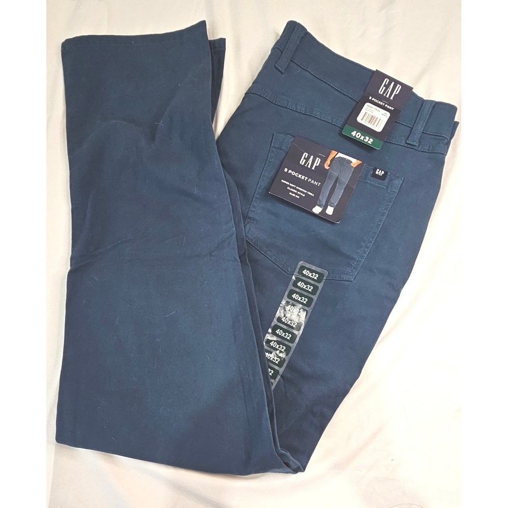 GAP Mens 5‎ Pocket Pant Slim Fit Super Soft Stretch Twill Blue 40x32 NWT